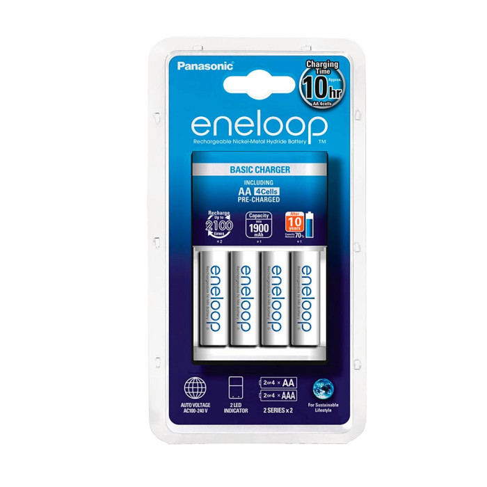 Verkkolaturi eneloop 4xAA 1900 mAh paristoilla