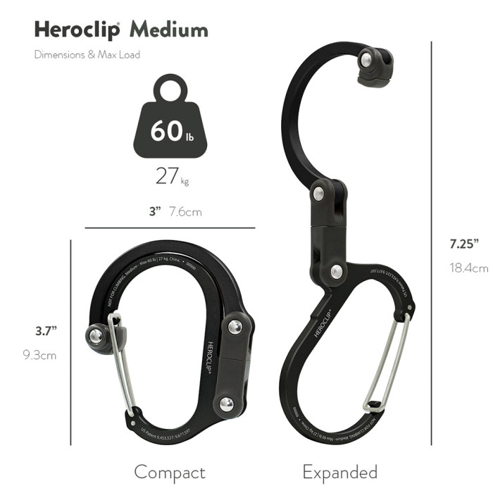 Tarvikesulkurengas HEROCLIP Medium, Stealth Black