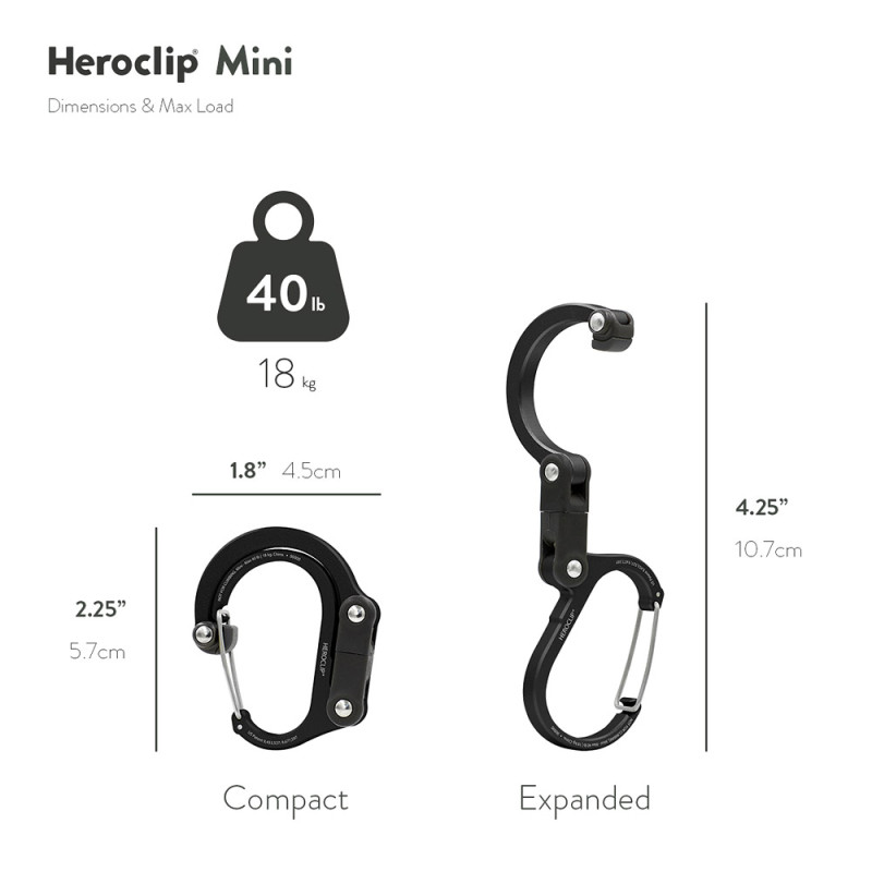 Tarvikesulkurengas HEROCLIP Mini, Stealth Black